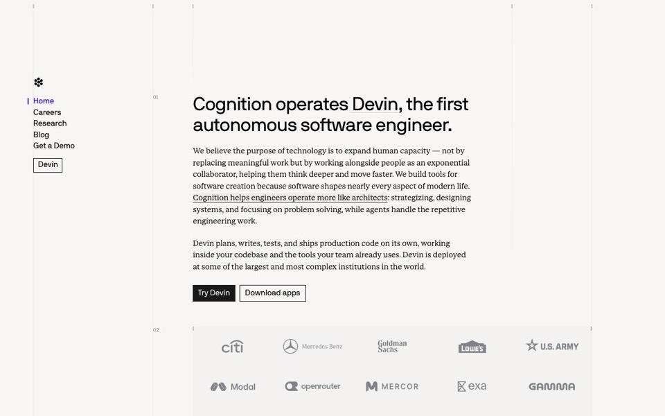 Devin の公式サイトの画面(2026-10-08 撮影)