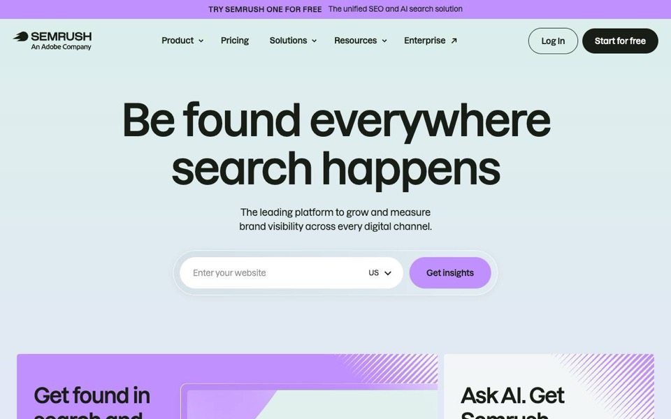 Semrush の公式サイトの画面（2026-10-08 撮影）